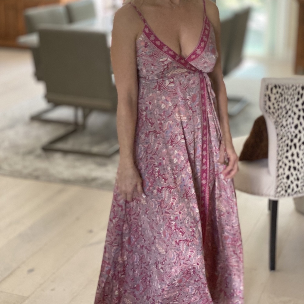 Boho Like You Multicolor Front Tie Maxi Dress - Pink